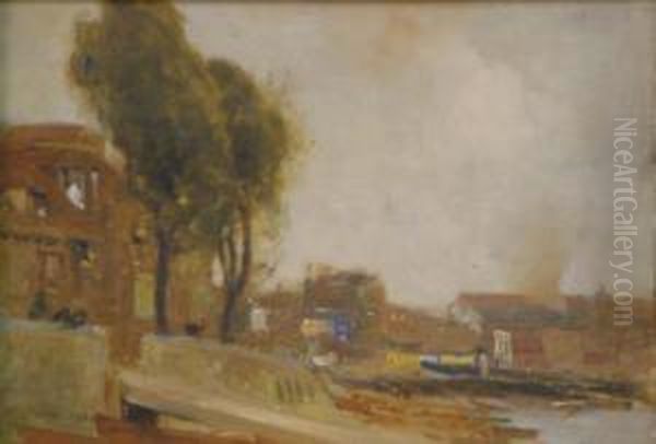 R.a Canadian/british Oil On 
Wooden Panel The Thames At Chiswick Signed And Dated 1903 10 X 14in by Richard Jack