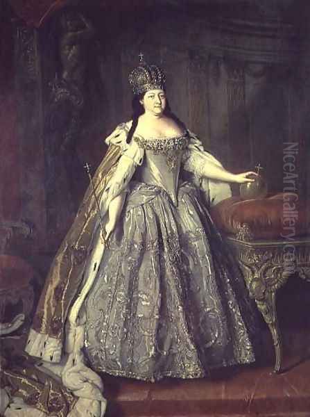 Portrait of the Empress Anna Ivanovna (1693-1740) 1730 Oil Painting by Louis Caravaque