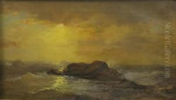 Rocky Seascape Oil Painting by Frederick William Jackson