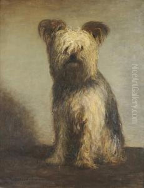 A Yorkshire Terrier Oil Painting by Frederick William Jackson