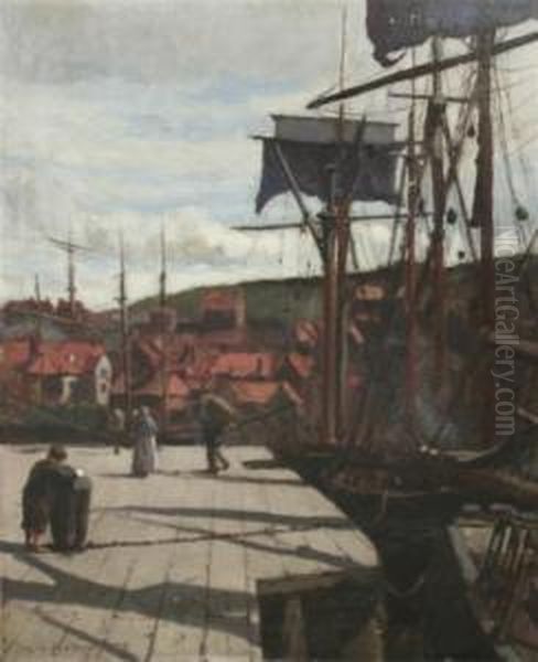 Whitby Quayside Oil Painting by Frederick William Jackson