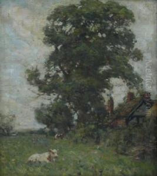 Calf In Pastoral Setting Oil Painting by Frederick William Jackson