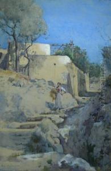 Figure On A Mediterranean Path Oil Painting by Frederick William Jackson