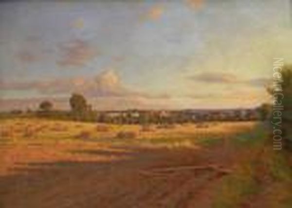 Harvest Field Oil Painting by Frederick William Jackson