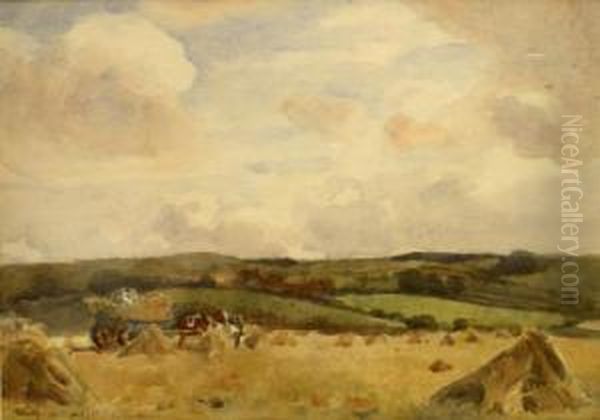 'elerby' - Harvest Field Oil Painting by Frederick William Jackson