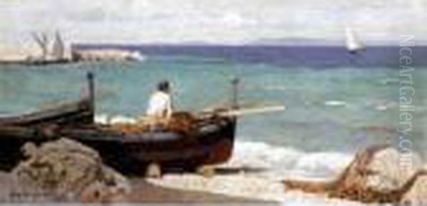 Breezy Day At Capri Oil Painting by Frederick William Jackson