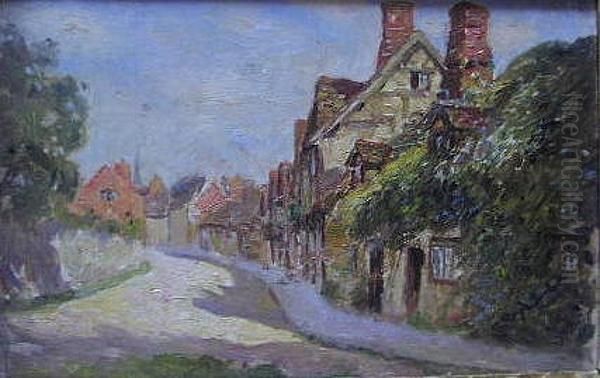 A Village Street Scene Oil Painting by Frederick William Jackson