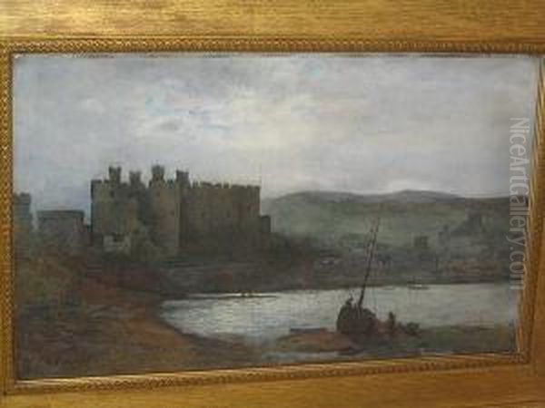 Fishing Boats Before Conway Castle, At Dusk Oil Painting by Frederick William Jackson