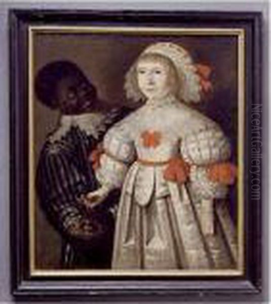 Portrait Of A Young Girl With Her Servant Oil Painting by Gilbert Jackson