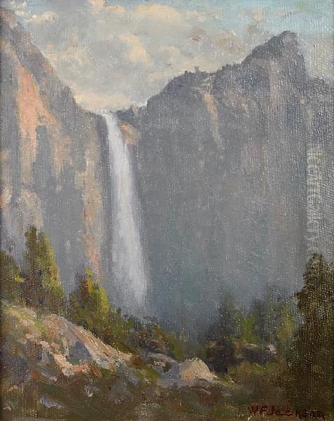 Bridal Veil Falls, Yosemite Oil Painting by William Jackson