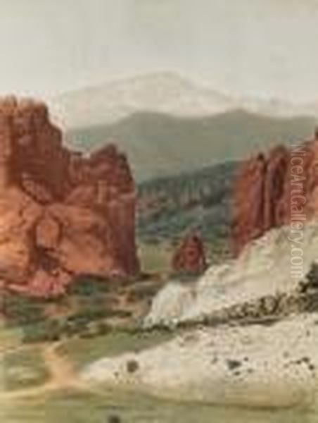 Pikes Peak From The Garden Of The Gods Oil Painting by William Henry Jackson