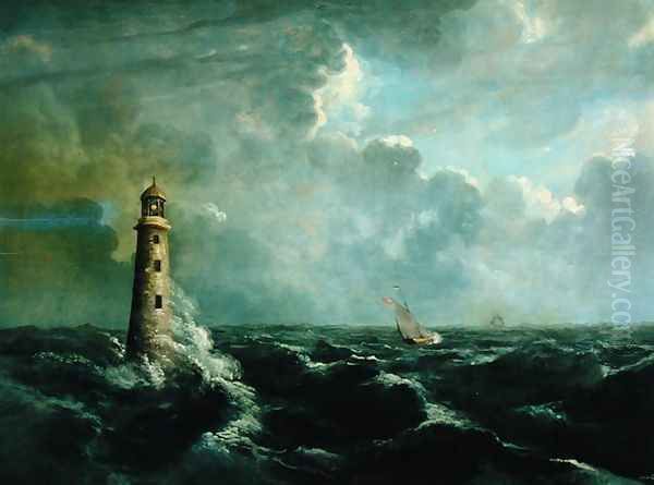 Seascape with Lighthouse Oil Painting by Charles Codman