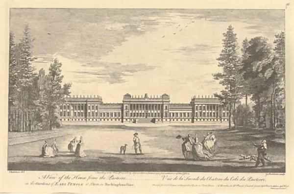 Views of the Gardens of Stowe A view of the house from the Parterre Oil Painting by Jean Baptiste Claude Chatelain