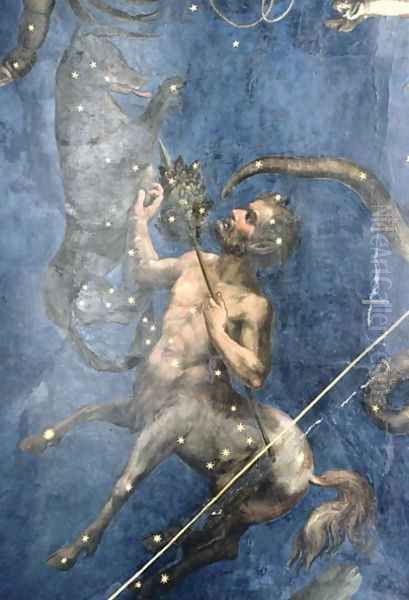 Centaurus, from the ceiling of the Sala dello Zodiaco, 1579 Oil Painting by Lorenzo the Younger (Mantovano) Costa