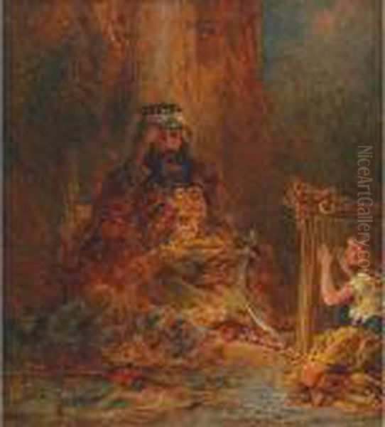 Saul And King David Oil Painting by Otto Reinhard Jacobi