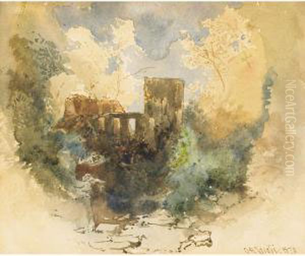 Ruins Oil Painting by Otto Reinhard Jacobi