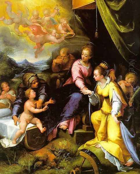 The Mystic Marriage of St. Catherine 1490 Oil Painting by Denys Calvaert