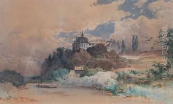 Castle Of Oranienstein, Germany. Oil Painting by Otto Reinhard Jacobi