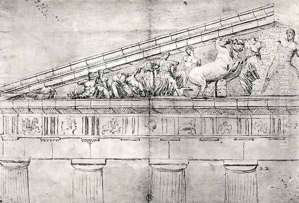 Study of a pediment from the Parthenon Oil Painting by Jacques Carrey