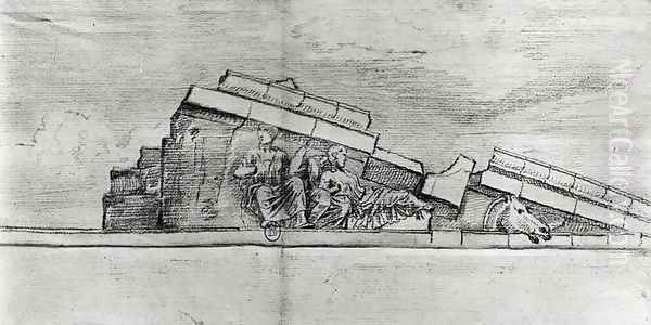 Study of the frieze from the west pediment of the Parthenon Oil Painting by Jacques Carrey