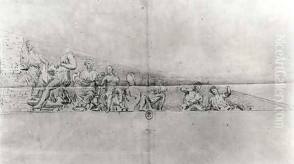 Study of the frieze from a pediment of the Parthenon (2) Oil Painting by Jacques Carrey