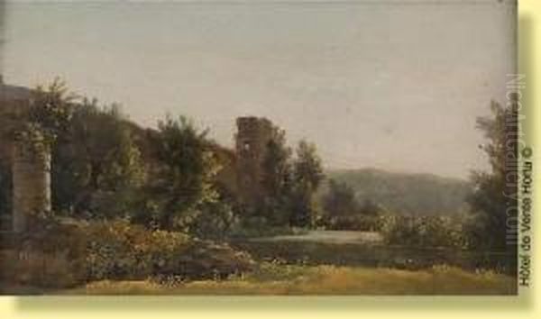 Etangs Sur Fond De Ruines Oil Painting by Jacobus Jacobs