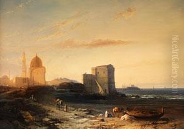 Uferlandschaft Bei Kairo Oil Painting by Jacobus Jacobs