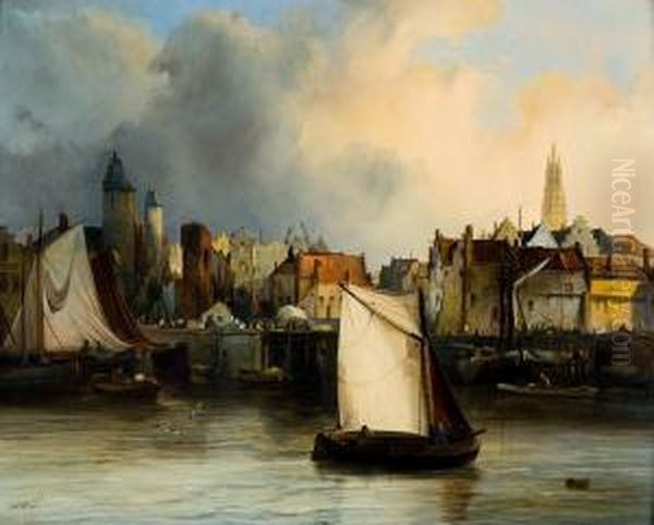 La Rade D'anvers Oil Painting by Jacobus Jacobs