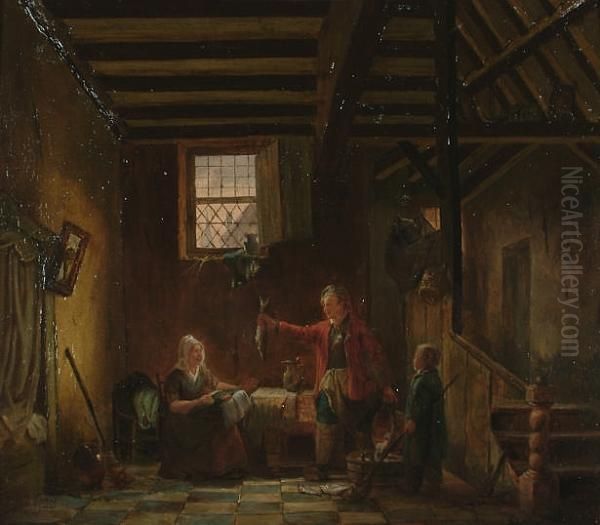 Displaying The Catch In The Cottage. Oil Painting by Jacobus Jacobs