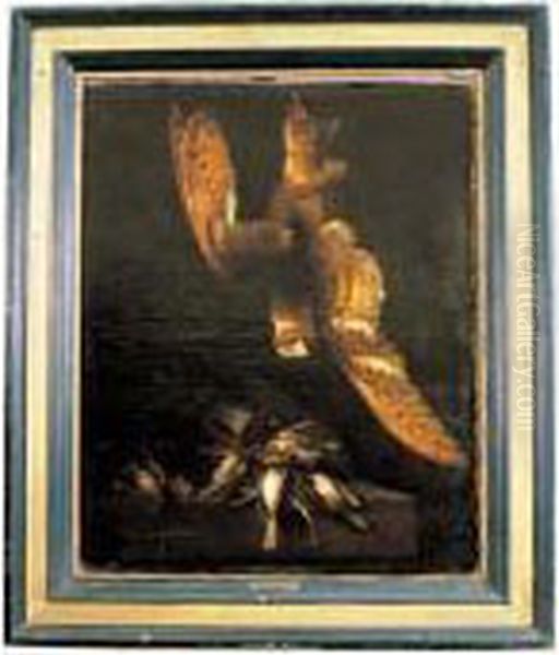 Nature Morte Aux Oiseaux Et Chouette Effraie Oil Painting by Jacobus Jacobs