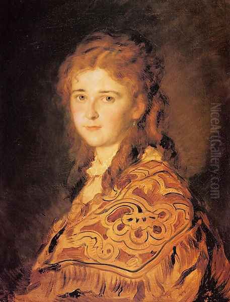 Junge Frau (Young Woman) Oil Painting by Hans (Johann von Strasiripka) Canon