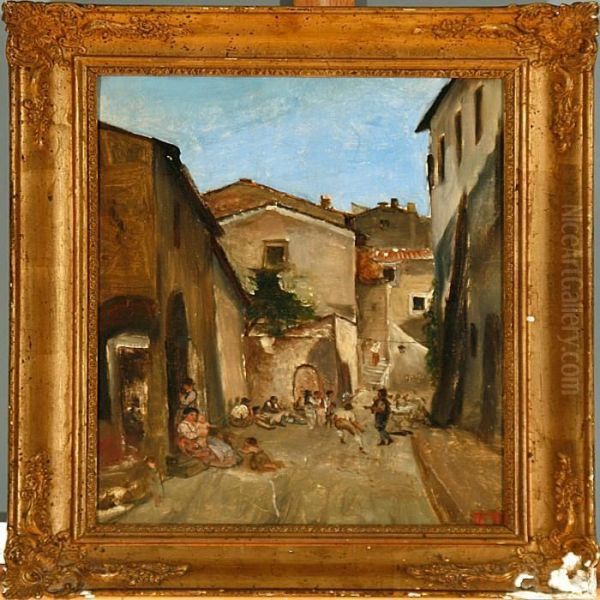 Italian Street Life Oil Painting by David Jacobsen