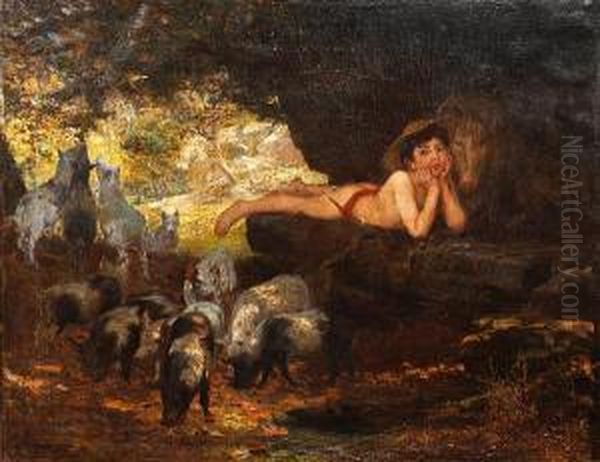 The Little Swine Herd Oil Painting by George Percy Jacomb-Hood