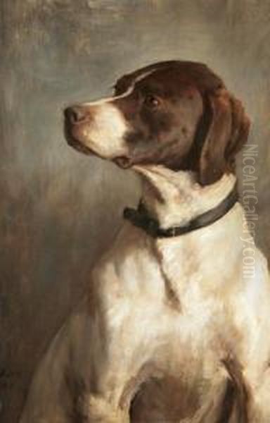 English Pointer Oil Painting by George Percy Jacomb-Hood