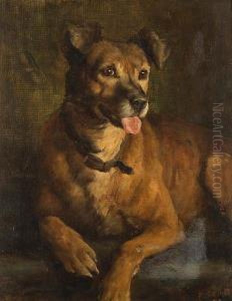 Portrait Of A Terrier Oil Painting by George Percy Jacomb-Hood