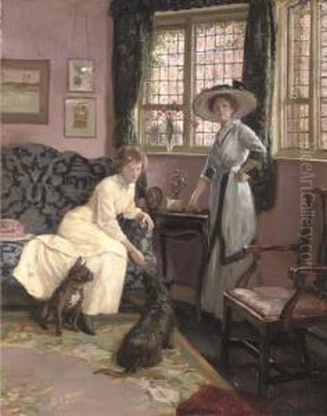 A Portrait Of Theartist's Wife And Sister-in-law Oil Painting by George Percy Jacomb-Hood