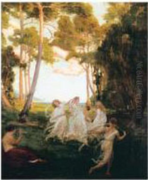 Spring Dance Oil Painting by George Percy Jacomb-Hood