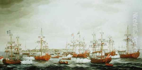 Arrival of Princess Charlotte at Harwich in September, 1761 Oil Painting by John the Elder Cleveley