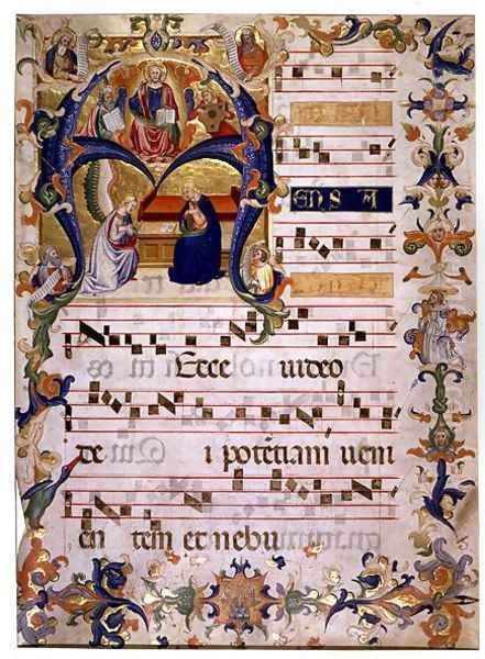 Frontispiece of a choirbook from Montoliveto Monastery, c.1390 Oil Painting by Don Simone Camaldolese