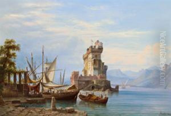 Castell Rozzato Bei Adano Laut Ruckseitigem Klebezettel Oil Painting by Heinrich Jaeckel