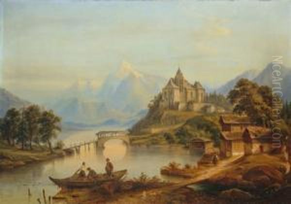 Am Walenstadter See In Der Schweiz Oil Painting by Heinrich Jaeckel