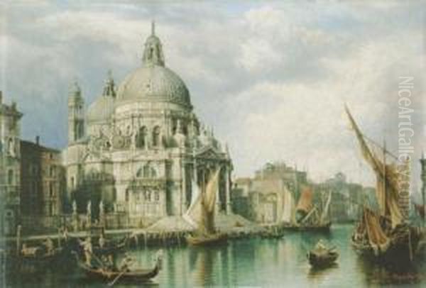 Blick Auf Sta.maria Della Salute In Venedig Oil Painting by Heinrich Jaeckel