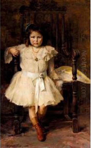 Portrait Of The Young Stampoulopoulou Oil Painting by Georg Jakobides