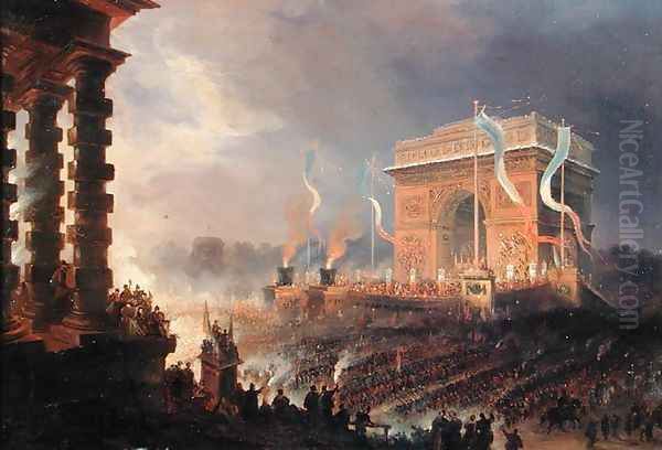 Festival of the Fraternity of the Arc de Triomphe, 24th April 1848 Oil Painting by Jean-Jacques Champin