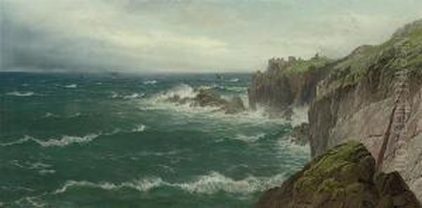 A North-westerly Wind, Land's End Oil Painting by David James