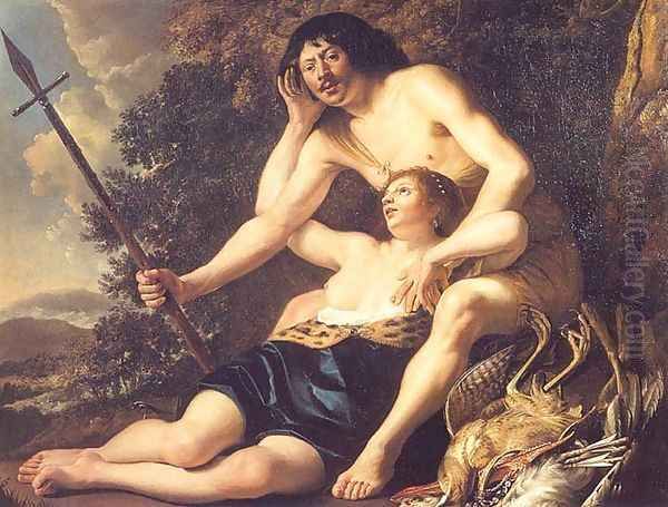 Venus and Adonis 1645 Oil Painting by Christiaen van Couwenbergh