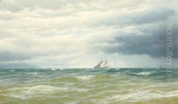 Extensive Seascape With Sailing Boats On The Horizon Oil Painting by David James