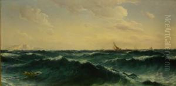 Shipping Off The Coast Oil Painting by David James