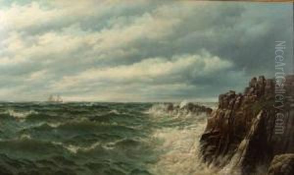 A Rocky Coast Oil Painting by David James