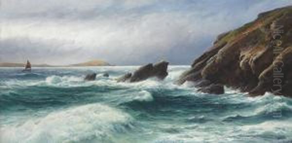 Porth Point, Newquay Bay, Cornwall Oil Painting by David James